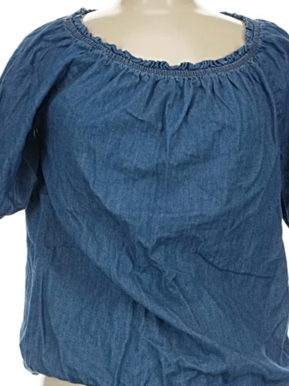 I.N. Studio Blue Off-Shoulder Peasant Tunic